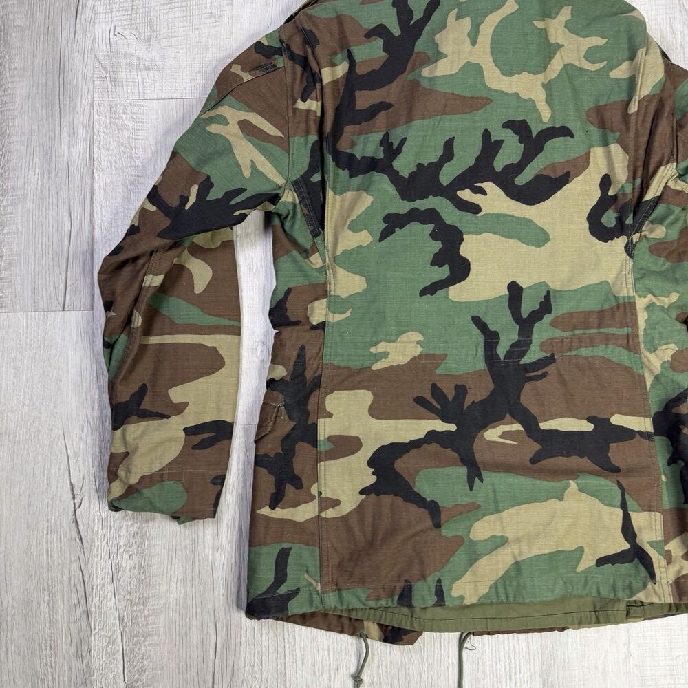 Vintage Military M65 Field Coat Jacket Small Short Cold Weather Woodland Camo - Picture 12 of 13